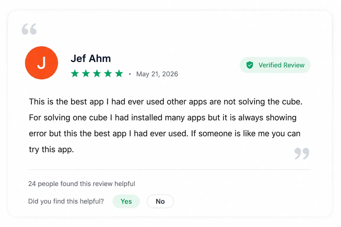 User review of Rubiks Cube Solver from Google Play (review 7 of 18)