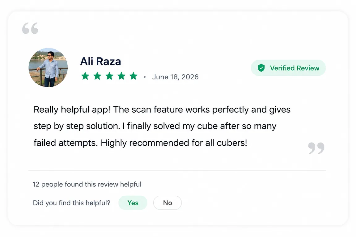 User review of Rubiks Cube Solver from Google Play (review 8 of 18)